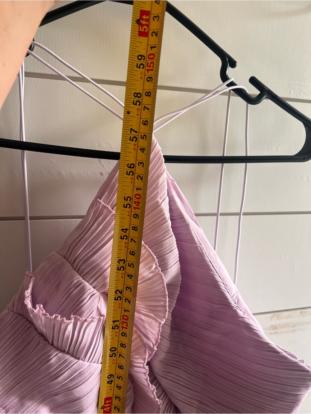 Azazie Lavender Asymmetrical Pleated Ruffle Halter Gown - Picture 8 of 9